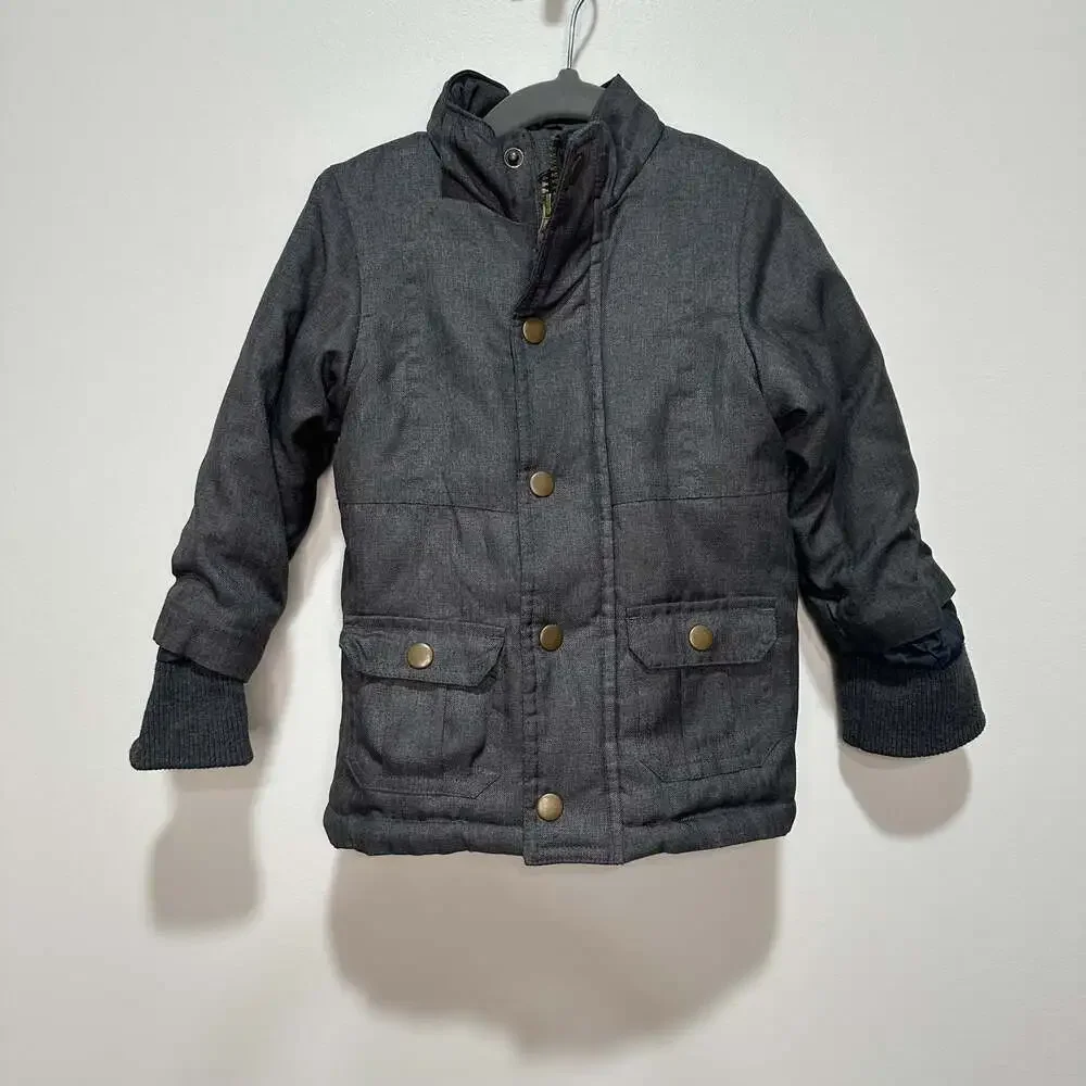 Okie Dokie Gray Winter Parka Coat Size 18mons, Removable Hood Shearling Lined